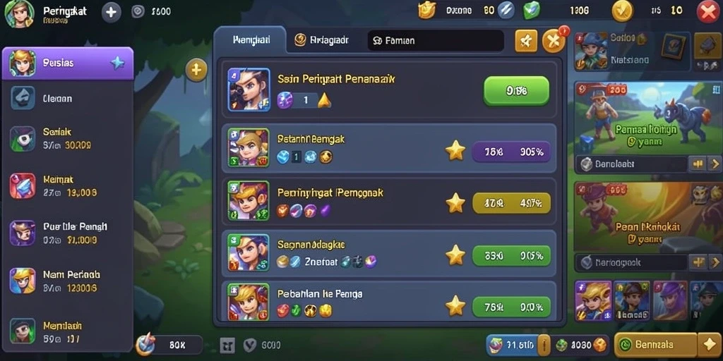 Tampilan karakter yang menarik dan beragam.